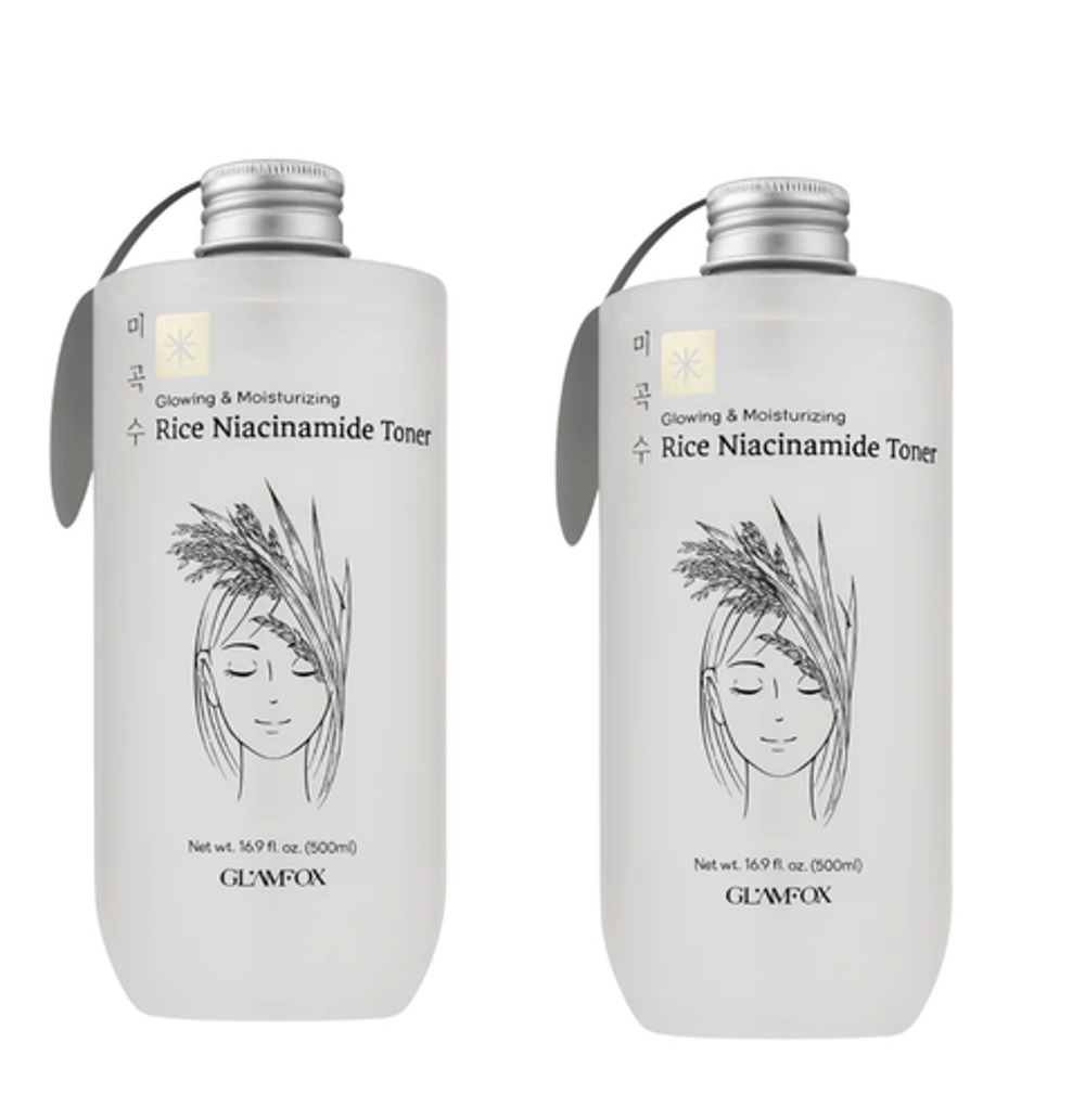 2 PACK GLAMFOX K-BEAUTY Rice Niacinamide Toner Glowing & Moisturizing
